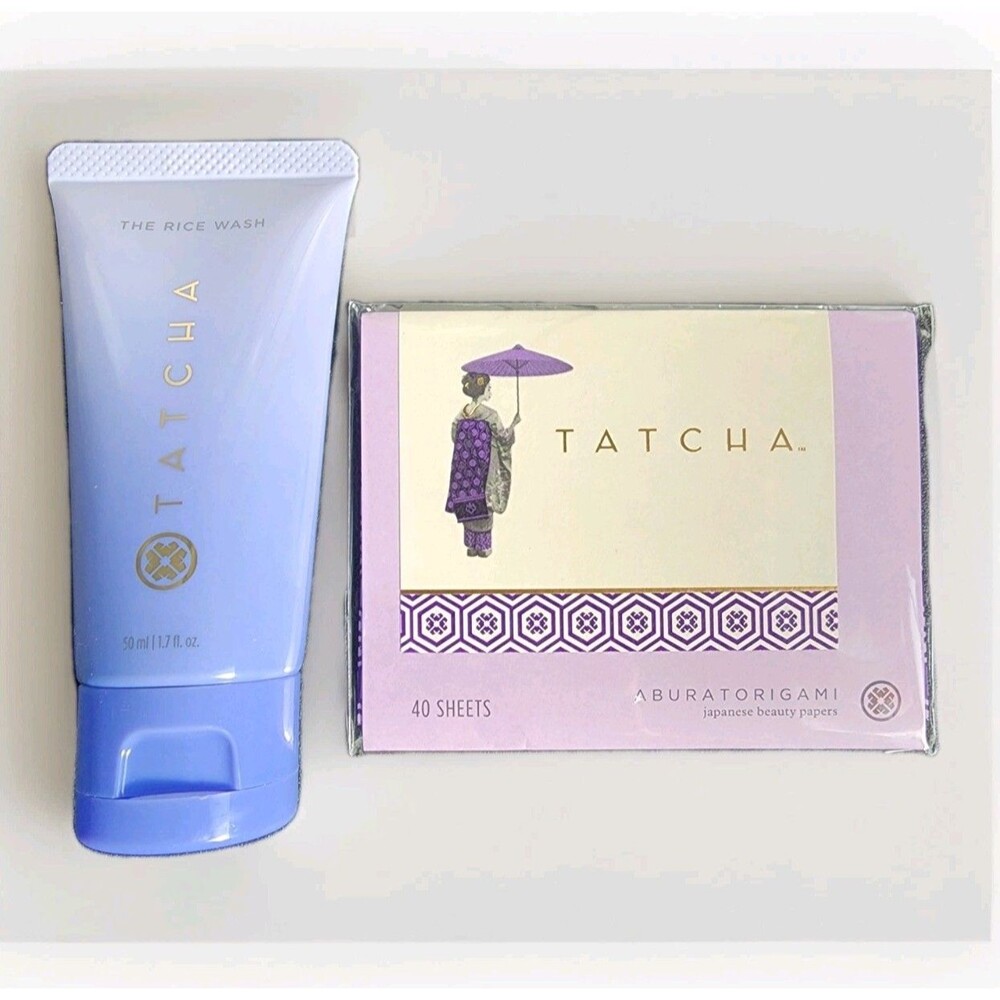 TATCHA Rice Wash Skin Softening Cleanser 1.7 Fl Oz & Japanese Blotting Papers